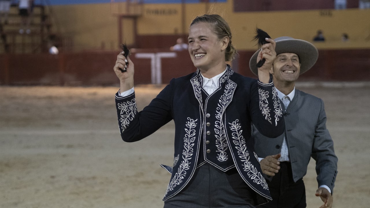 German female bullfighter kills bulls in Spain