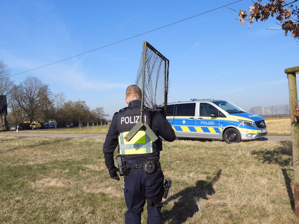 Nielegalna pułapka na ptaki drapieżne z żywą kurą jako przynętą w pobliżu Kerpen